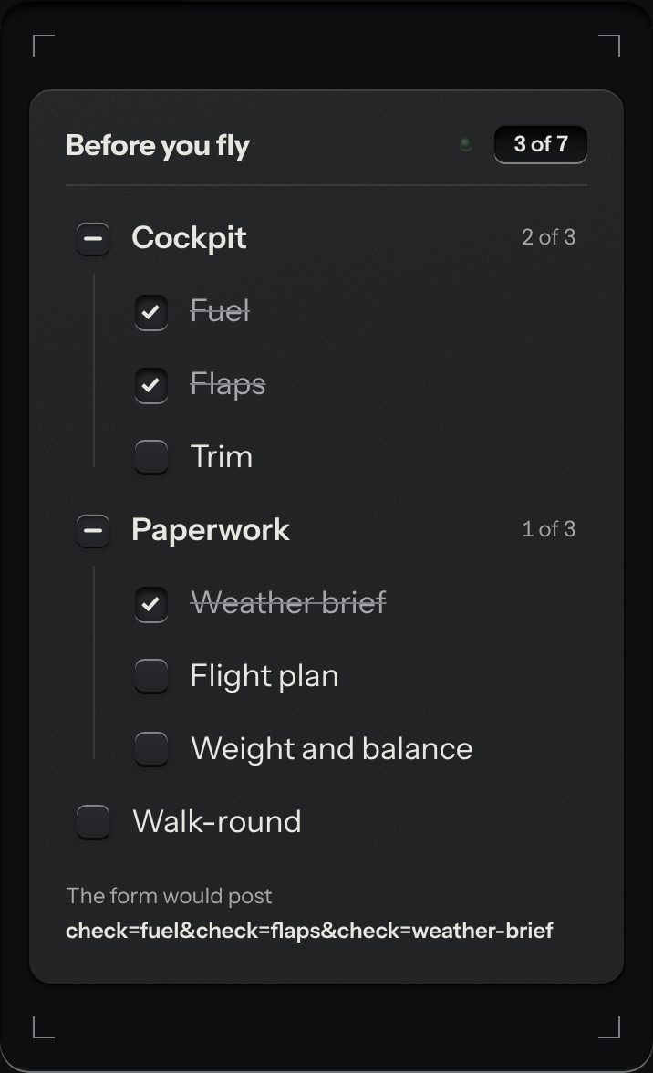 Checklist, at a phone's size