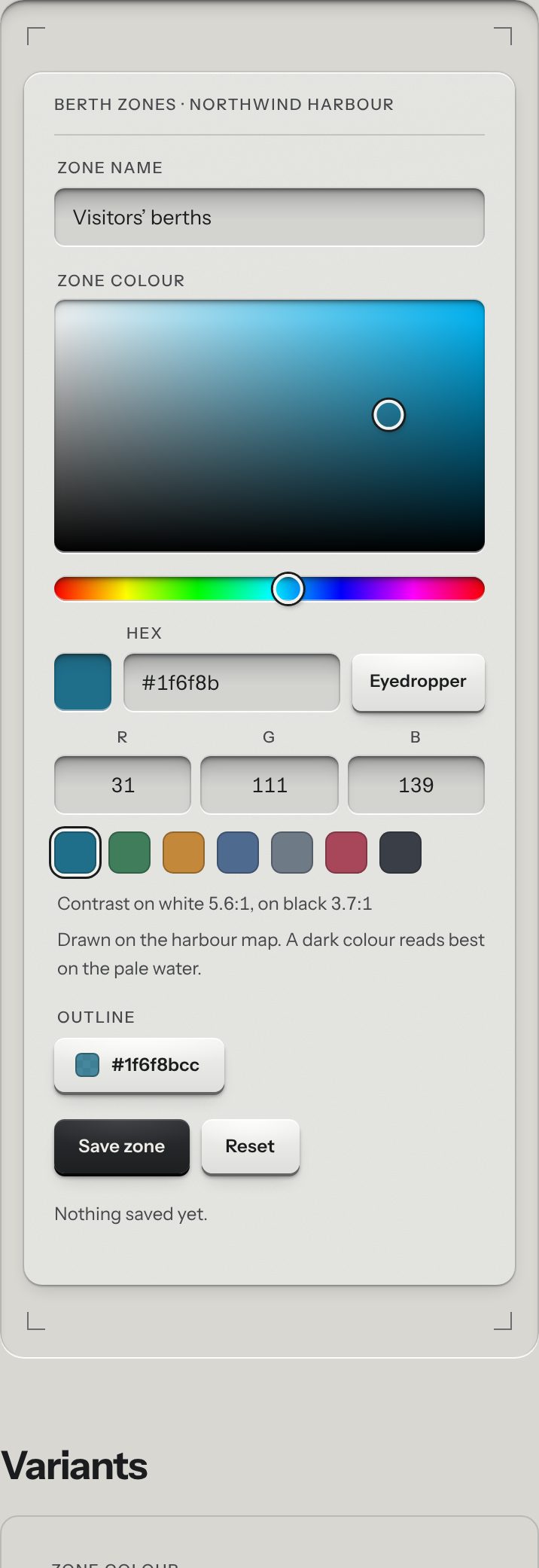 Colour picker, at a phone's size