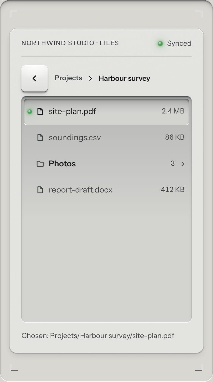 Column browser, at a phone's size
