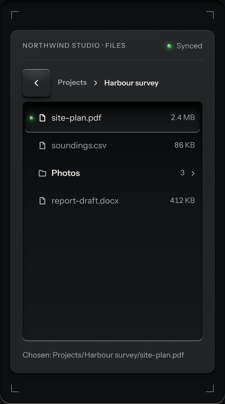 Column browser, at a phone's size