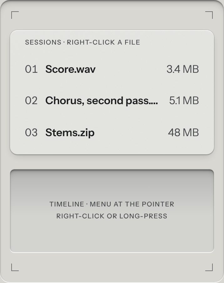 Context menu, at a phone's size
