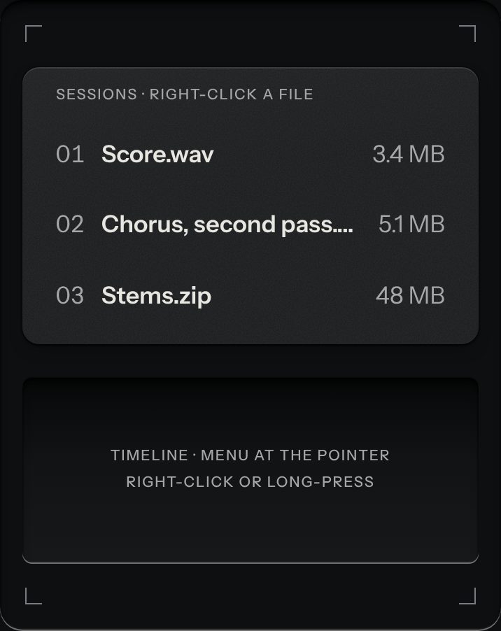 Context menu, at a phone's size