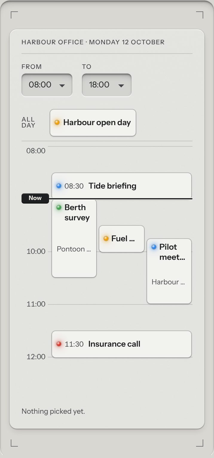 Day agenda, at a phone's size