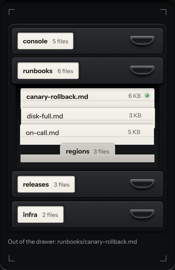 Drawer index, at a phone's size