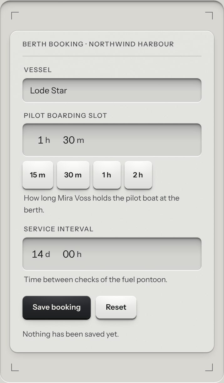 Duration field, at a phone's size