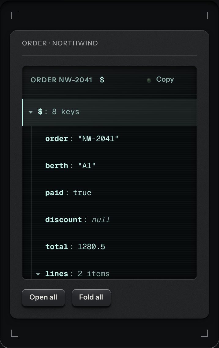 JSON viewer, at a phone's size
