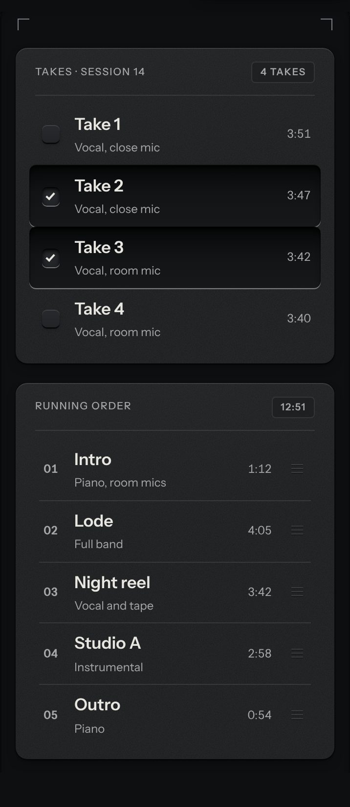 List, at a phone's size