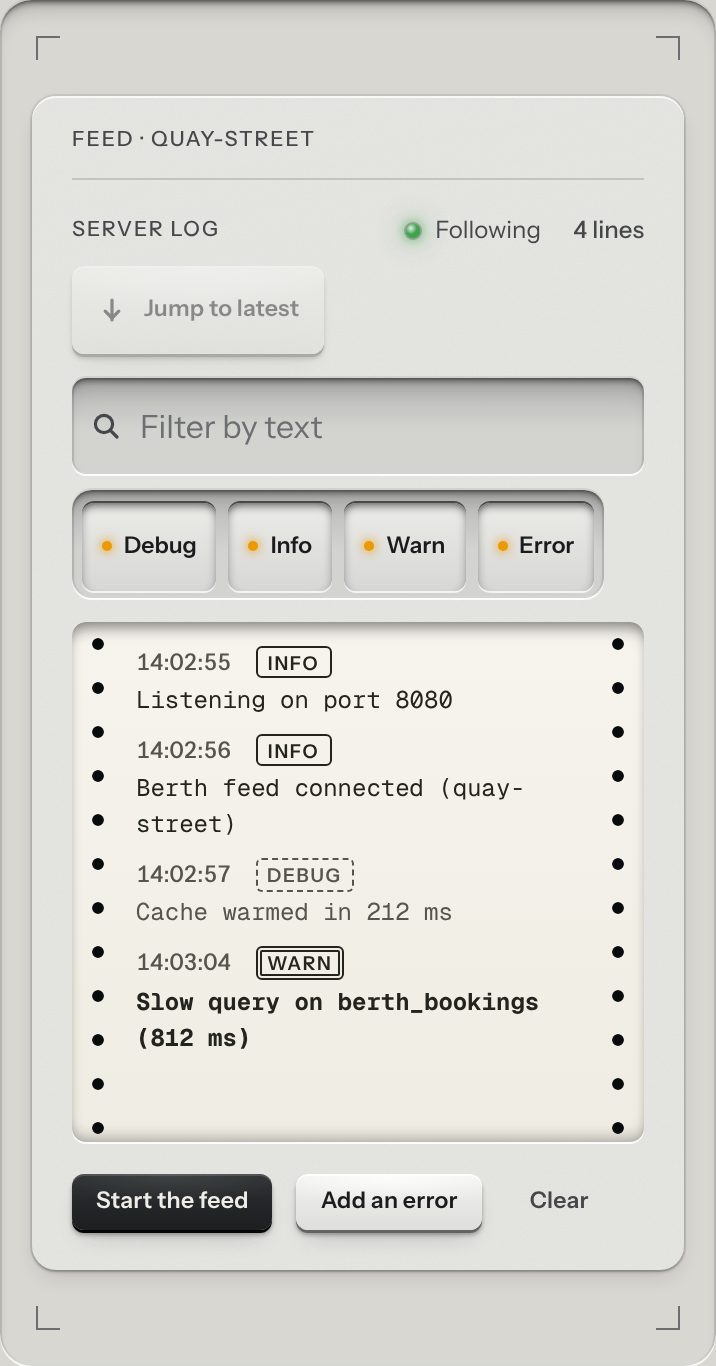Log stream, at a phone's size