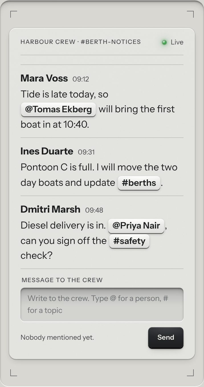 Mention field, at a phone's size