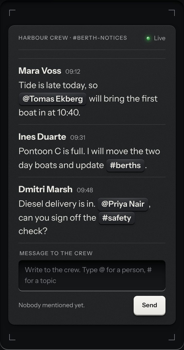 Mention field, at a phone's size