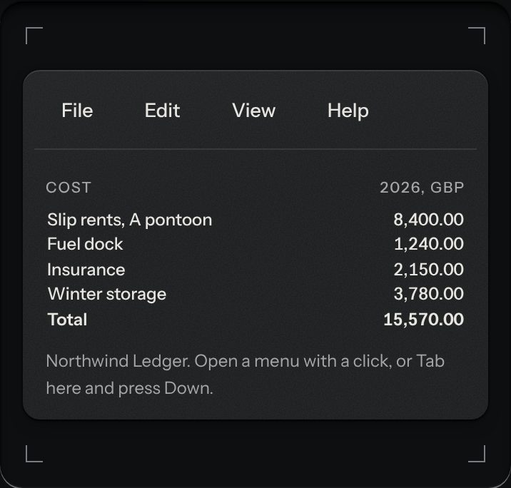 Menubar, at a phone's size