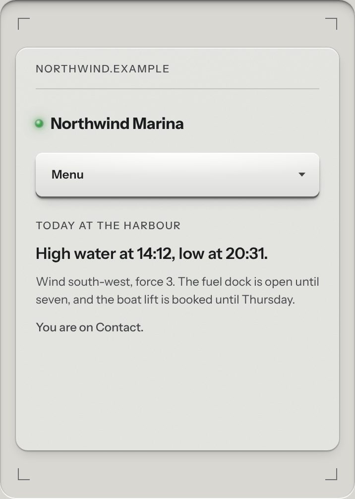 Navigation menu, at a phone's size