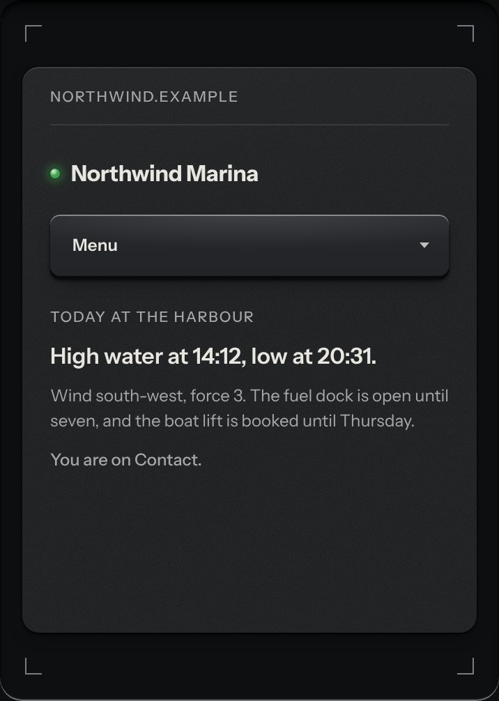 Navigation menu, at a phone's size