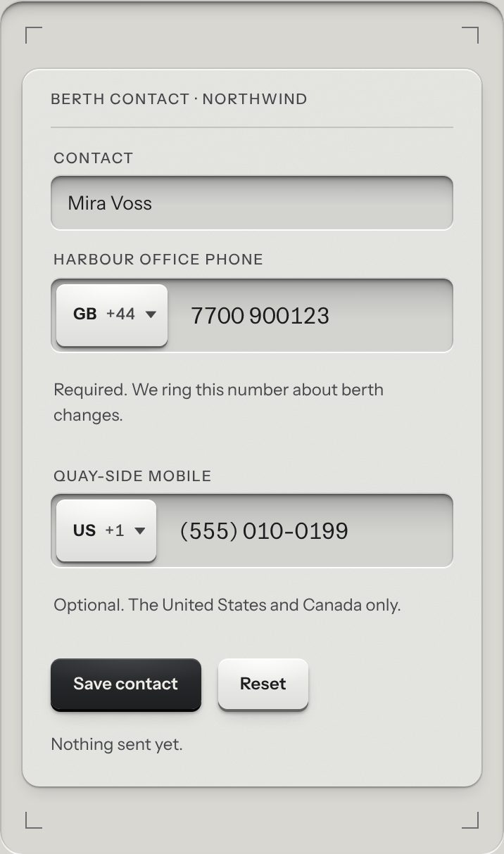Phone field, at a phone's size