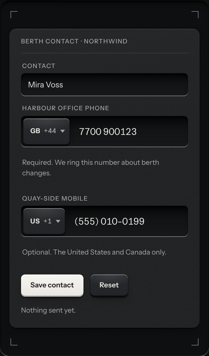 Phone field, at a phone's size
