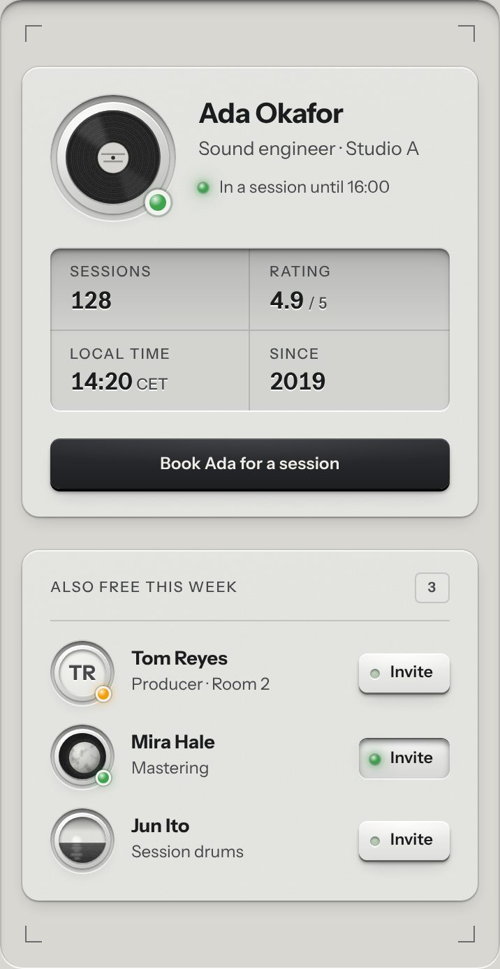 Profile card, at a phone's size