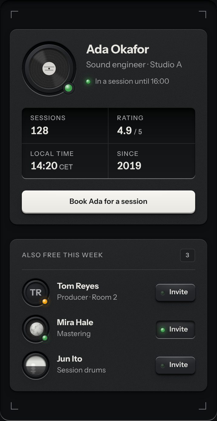 Profile card, at a phone's size