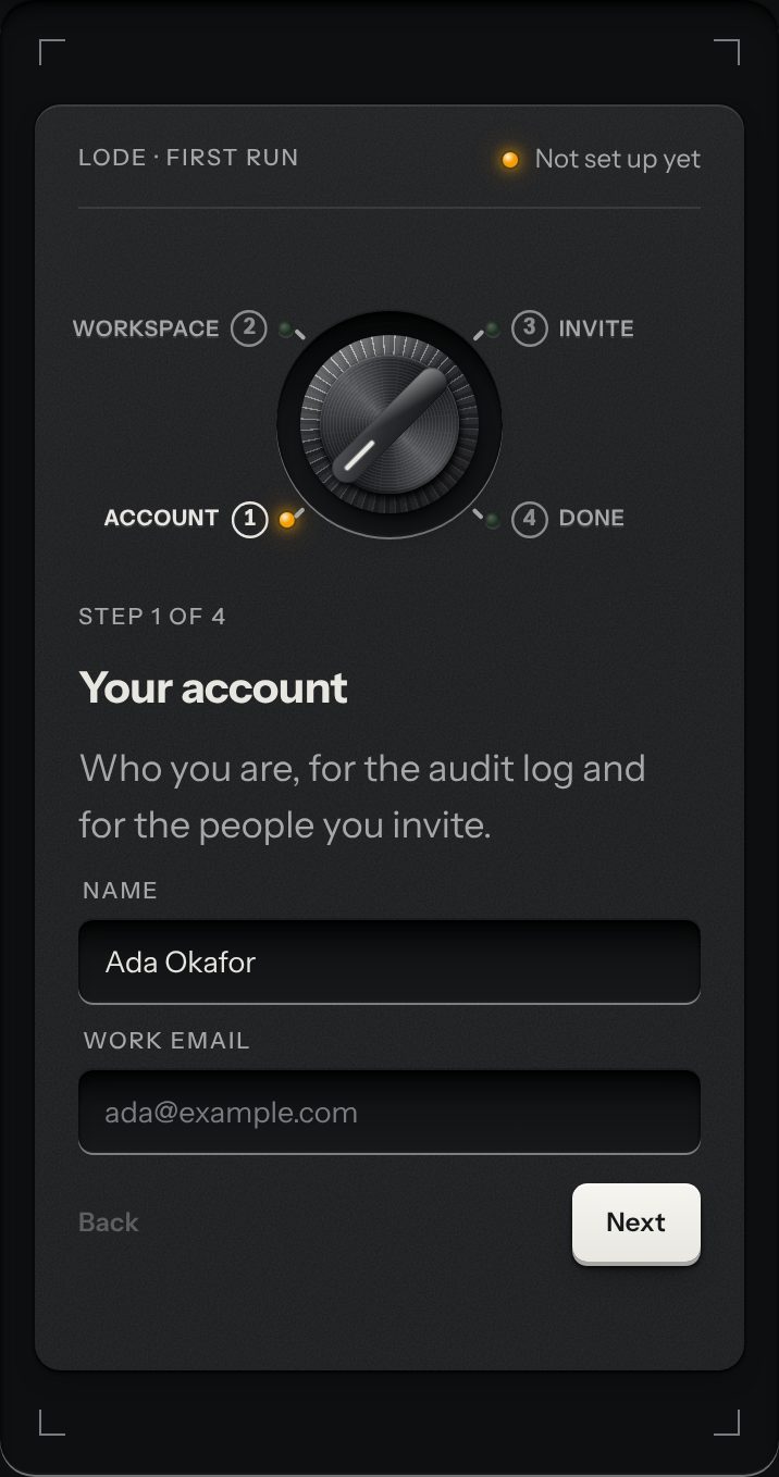 Setup dial, at a phone's size