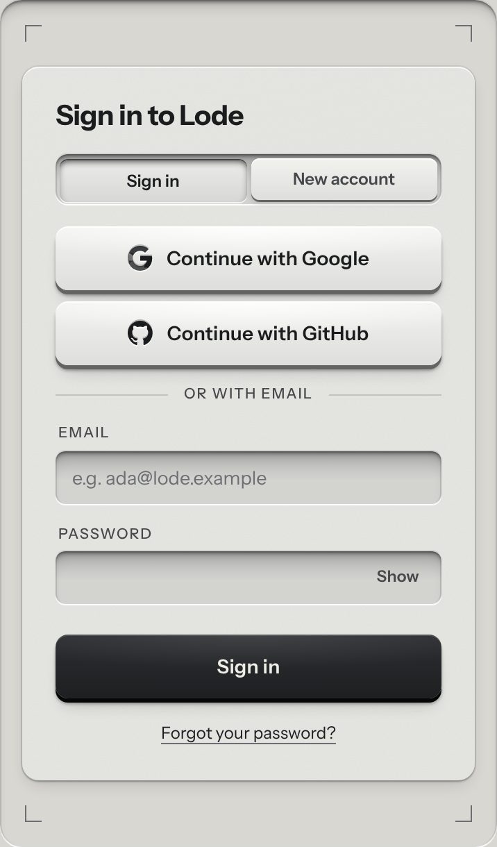 Sign-in, at a phone's size