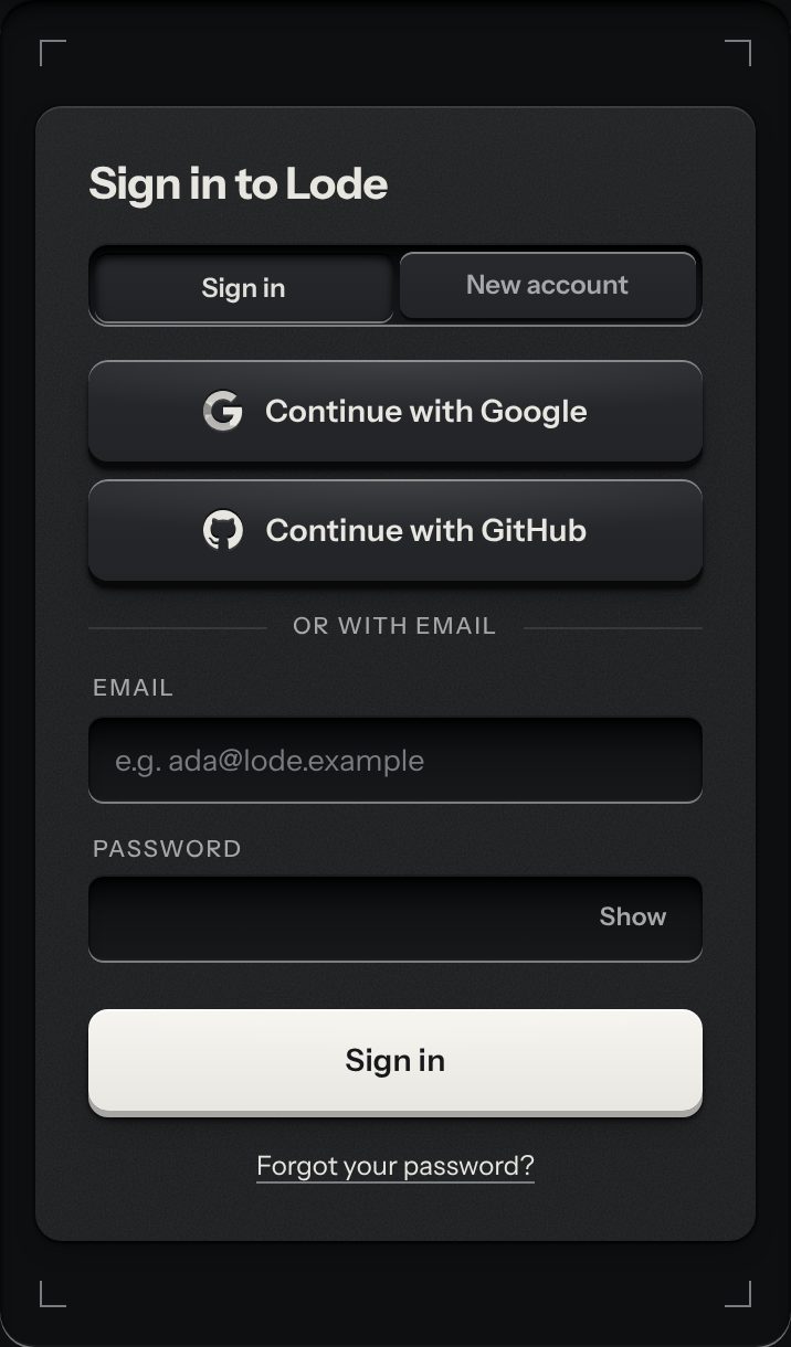 Sign-in, at a phone's size