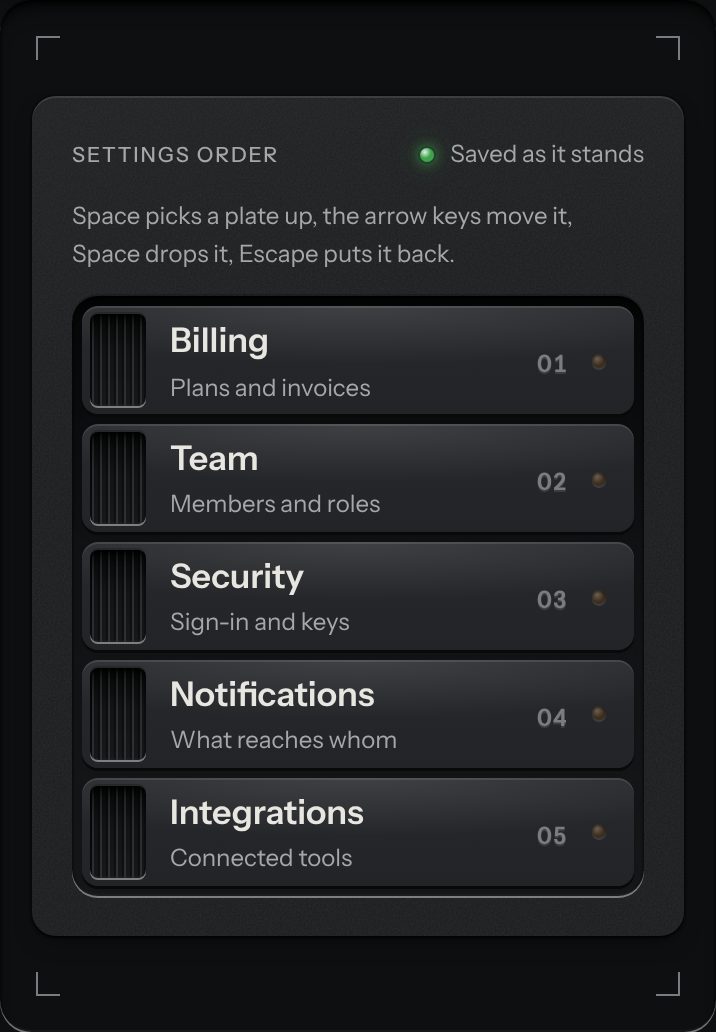 Sortable list, at a phone's size