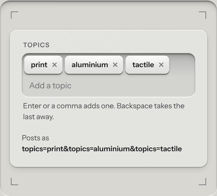 Tag input, at a phone's size