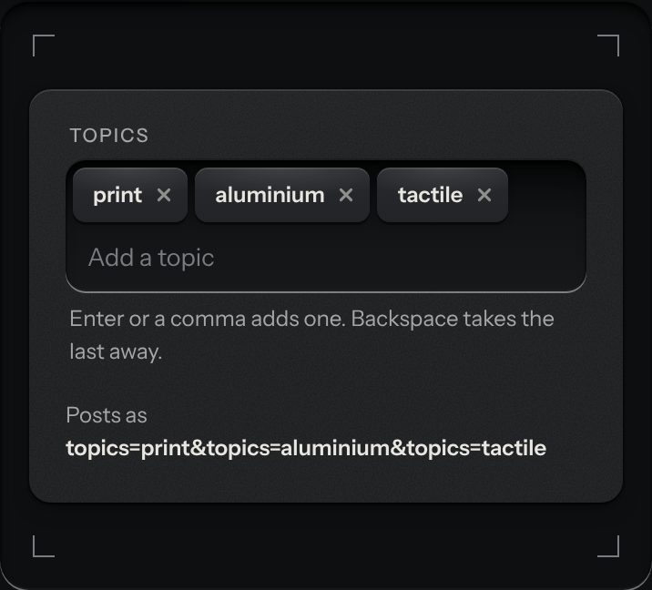 Tag input, at a phone's size