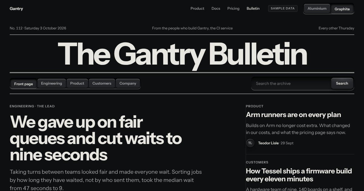 Company blog · The Gantry Bulletin, in the Graphite finish
